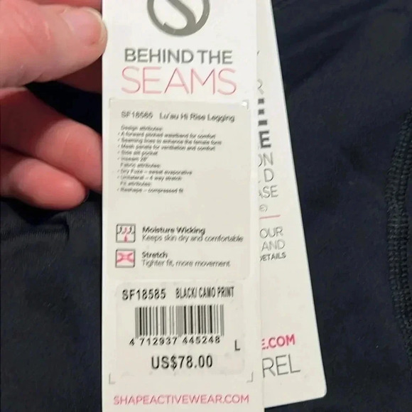 Shape women’s black camo print leggings L athletic wear running workout yoga - Picture 8 of 8